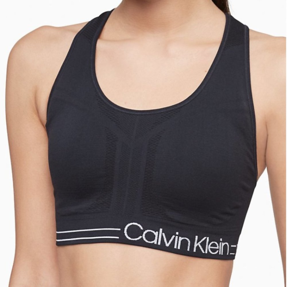 Calvin Klein Performance Logo Medium Impact Sports Bra - Size S